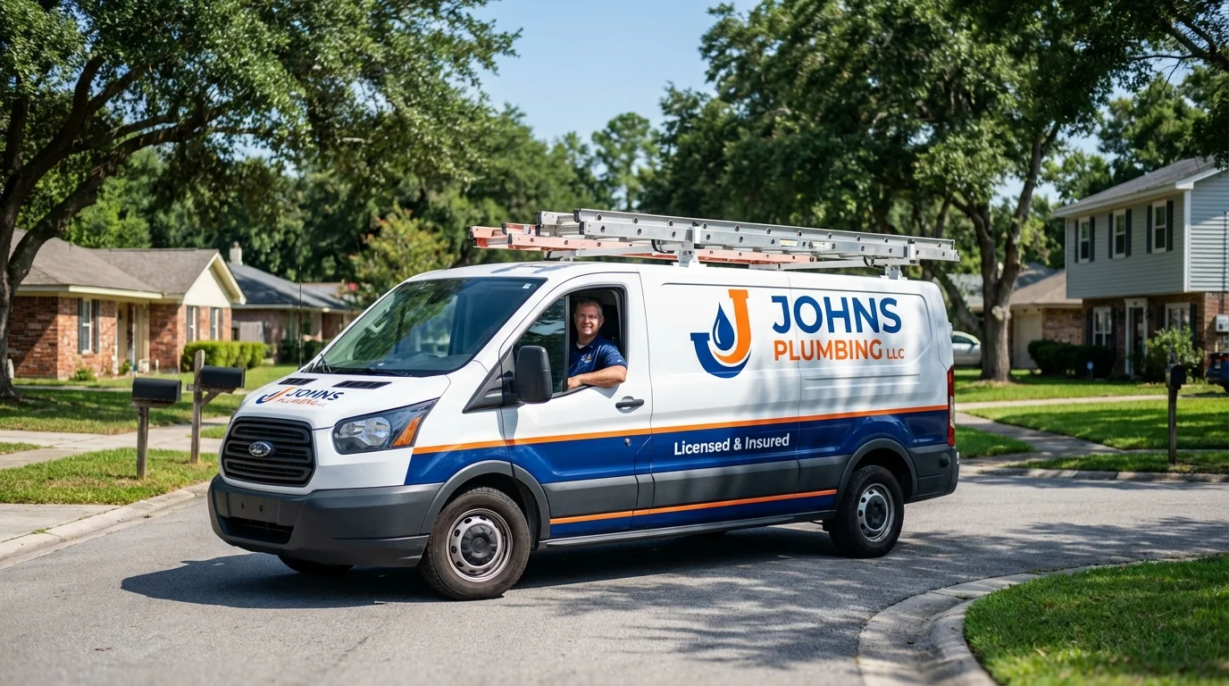 Johns Plumbing LLC service van in Scarborough, ME