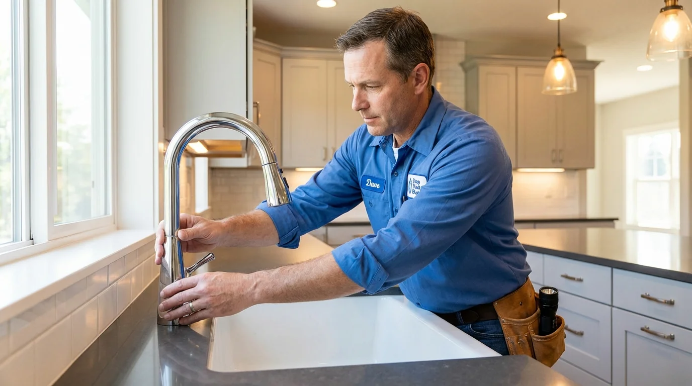 Kitchen faucet installation by Johns Plumbing LLC in Scarborough